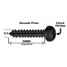 Parafuso Auto Atarraxante Cabea Panela Phillips Zincado Preto 5,5 x 38